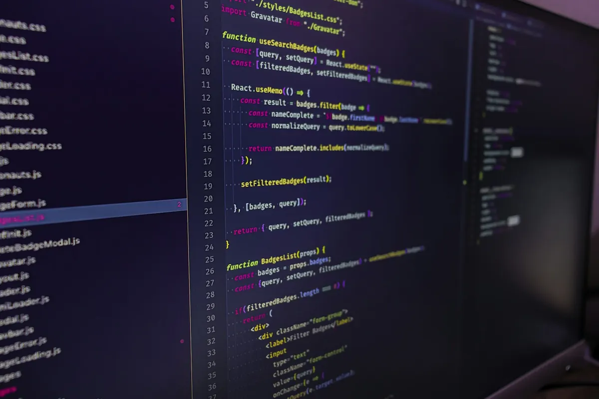 Screen with JavaScript code