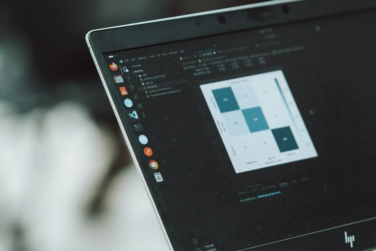 Laptop showing a data analysis on screen